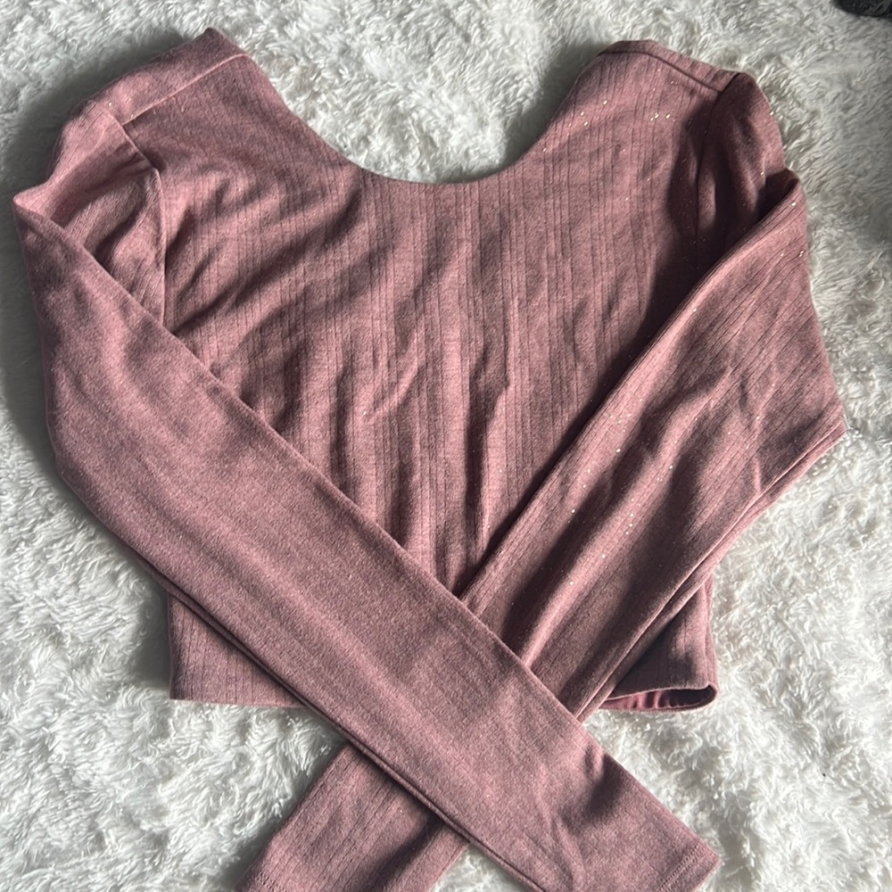 Sparkle crop too long sleeve